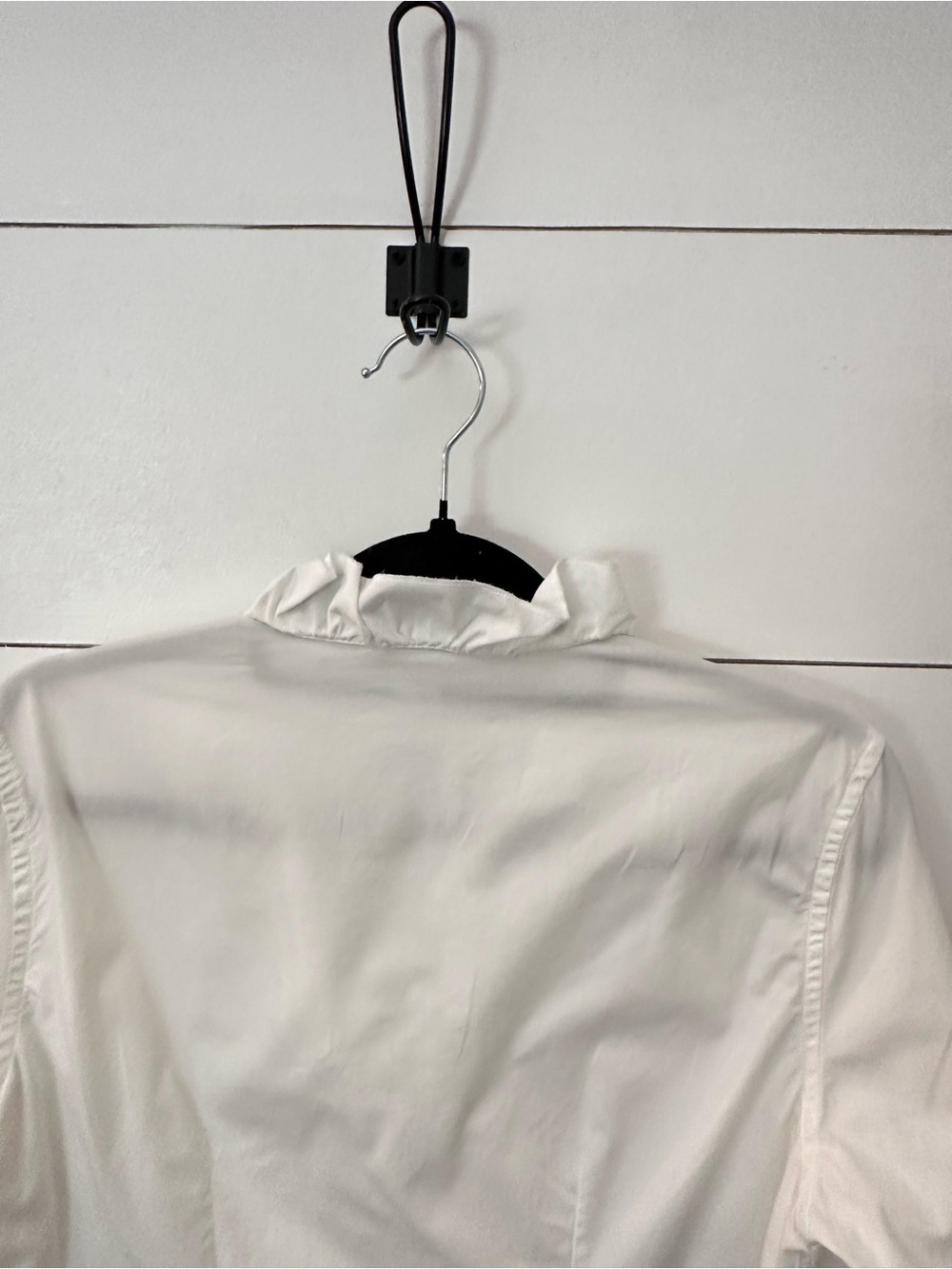 Sundance M white ruffle neck wrist button 100% cotton V neck blouse boho chic - Picture 12 of 14
